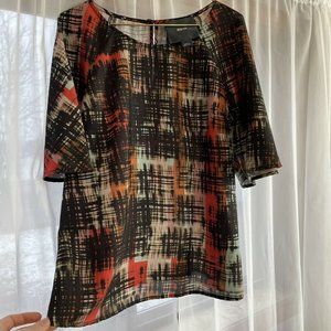 Maeve Anthropologie womens Multi-color Blouse S Small Bell Sleeve Top